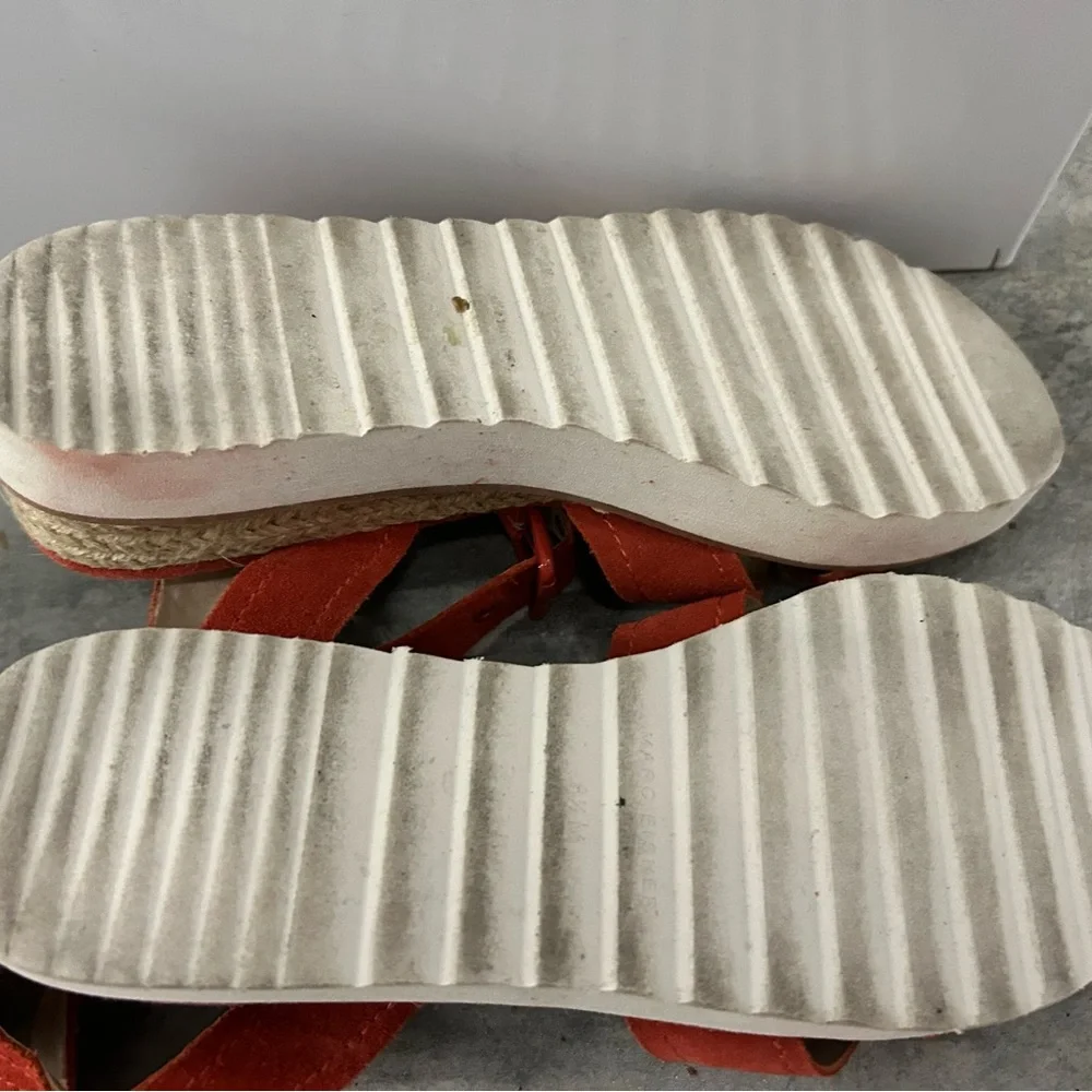 Marc Fisher Orange Wedge Sandals with Crisscross Straps Preowned